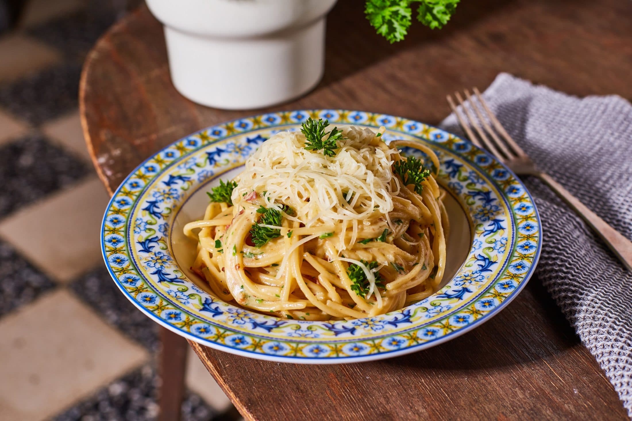 Tarjás-sajtos spagetti